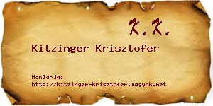 Kitzinger Krisztofer névjegykártya